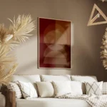 affiche avec formes geometriques abstraites superposees et texturees aux couleur salon.webp