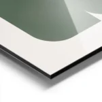 affiche avec formes geometriques vertes et rectangles sur fond beige clair aluminium.webp