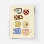 affiche avec huit tasses a cafe illustrees de differentes formes et motifs et la.webp