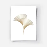 affiche avec illustration de deux feuilles de ginkgo dorees avec un design graph.webp