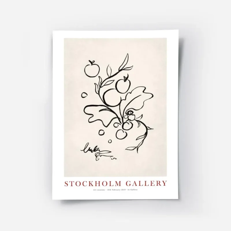 affiche avec illustration de feuilles et baies noires dessinees a la main sur fo.webp