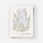 affiche avec illustration de fleurs bleues dessinees et de feuilles vertes typog.webp