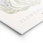affiche avec illustration de fleurs bleues dessinees et de feuilles vertes typog lightpanel.webp