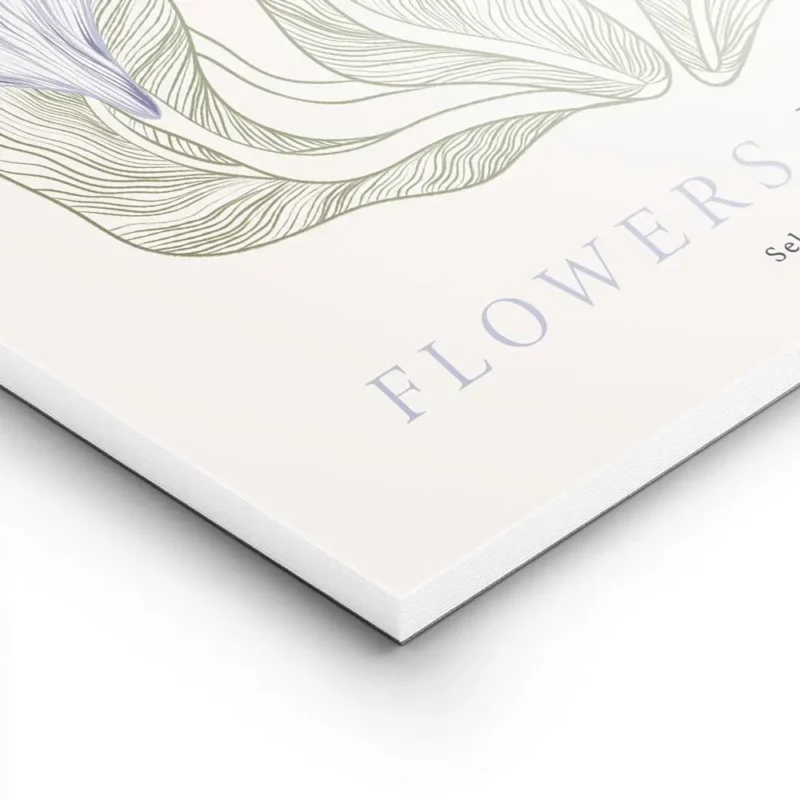 affiche avec illustration de fleurs bleues dessinees et de feuilles vertes typog lightpanel.webp