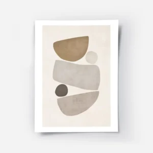 affiche avec illustration de formes abstraites et texturees en beige et gris sur.webp