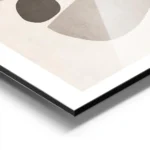 affiche avec illustration de formes abstraites et texturees en beige et gris sur aluminium.webp