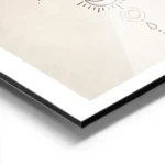 affiche avec illustration de signes spirituels il lune soleil en noir et dore su aluminium.webp