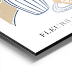 affiche avec illustration de tournesols dans un vase raye et doranges sur une as aluminium.webp