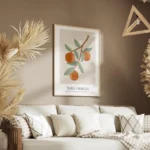 affiche avec illustration dune branche doranger portant des oranges et des feuil salon.webp