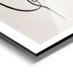 affiche avec illustration en line art dune feuille noire sur fond beige cercle b aluminium.webp