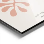 affiche avec illustration graphique de coraux abstraits rose et jaune sur fond b aluminium.webp