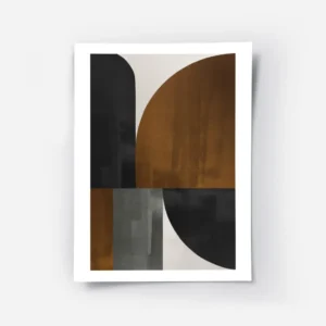 affiche avec illustration graphique de formes abstraites beige marron et noir a .webp