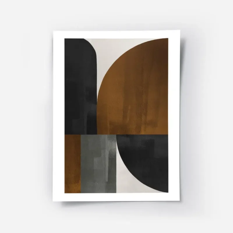 affiche avec illustration graphique de formes abstraites beige marron et noir a .webp