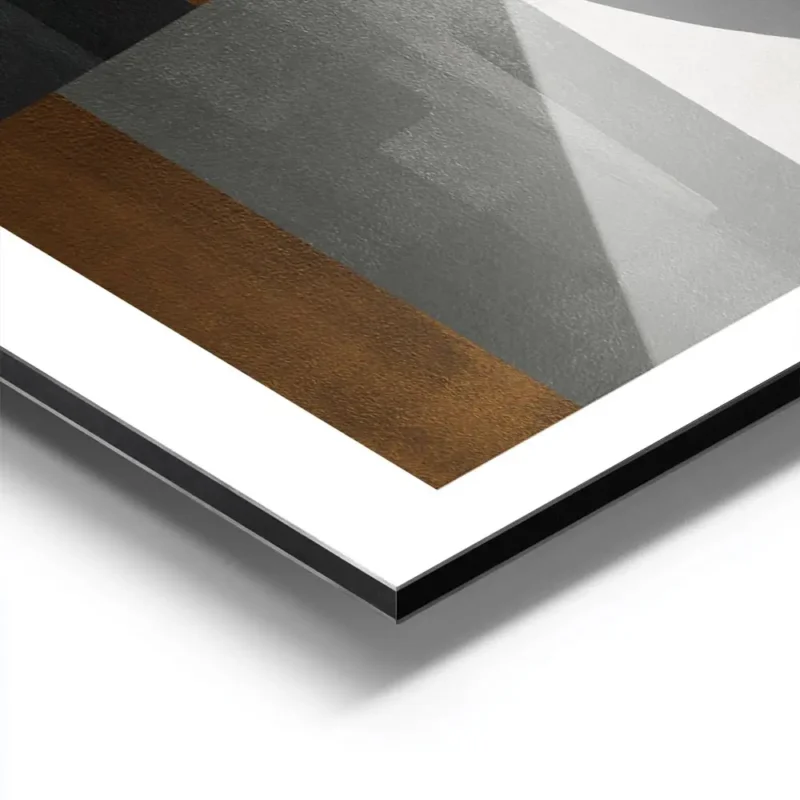 affiche avec illustration graphique de formes abstraites beige marron et noir a aluminium.webp