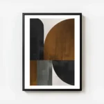 affiche avec illustration graphique de formes abstraites beige marron et noir a avec cadre.webp