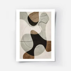 affiche avec illustration graphique de formes abstraites marron grises et noires.webp