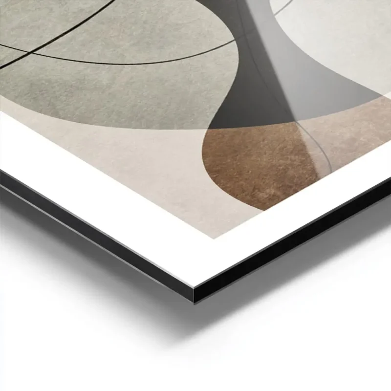 affiche avec illustration graphique de formes abstraites marron grises et noires aluminium.webp