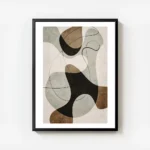 affiche avec illustration graphique de formes abstraites marron grises et noires avec cadre.webp