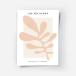 affiche avec illustration graphique dune feuille abstraite rose sur fond beige c.webp