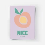 affiche avec illustration graphique dune pomme aux couleurs pastel rose jaune ve.webp