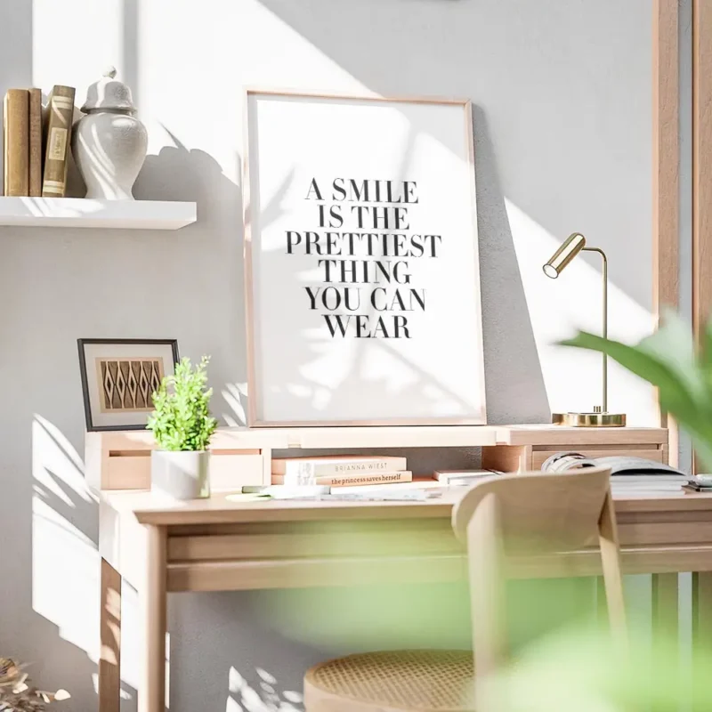 affiche avec la citation a smile is the prettiest thing you can wear en typograp bureau.webp