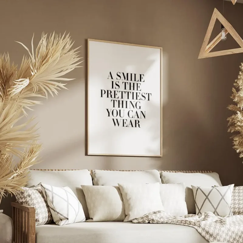 affiche avec la citation a smile is the prettiest thing you can wear en typograp salon.webp