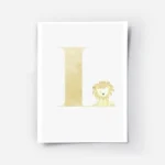 affiche avec la lettre l en beige et un lionceau mignon en illustration.webp