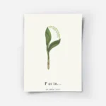 affiche avec la lettre p formee par du muguet et du texte typographie noir en ba.webp