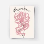 affiche avec le mot arrivederci en typographie noire surmontant une esquisse flo.webp