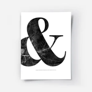 affiche avec le symbole esperluette en marbre noir sur fond blanc typographie el.webp