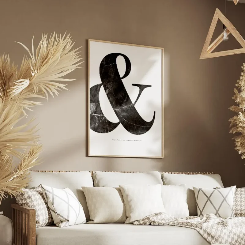 affiche avec le symbole esperluette en marbre noir sur fond blanc typographie el salon.webp