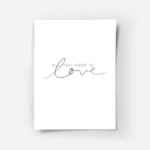 affiche avec le texte all you need is love en typographie noire sur fond blanc.webp