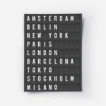 affiche avec le texte des noms de villes en typographie blanche sur fond noir co.webp