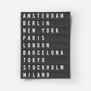 affiche avec le texte des noms de villes en typographie blanche sur fond noir co.webp