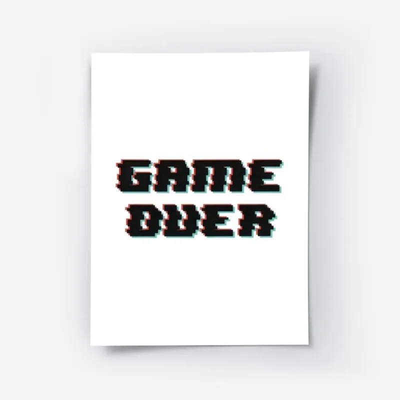 affiche avec le texte game over en lettres pixelisees noires ombres rouges et ve.webp