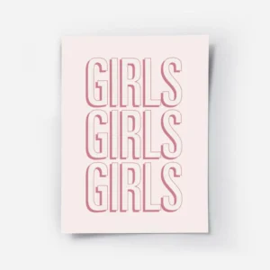 affiche avec le texte girls girls girls en rose typographie moderne.webp