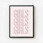 affiche avec le texte girls girls girls en rose typographie moderne avec cadre.webp