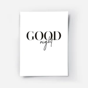 affiche avec le texte good night en typographie noire sur fond blanc.webp