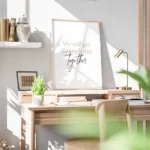 affiche avec le texte we will get through this together en typographie beige et bureau.webp