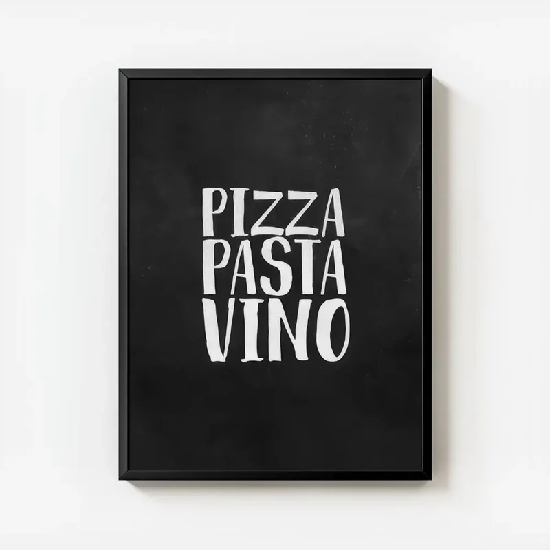 affiche avec le typographie blanche pizza pasta vino sur un fond noir texture co avec cadre.webp