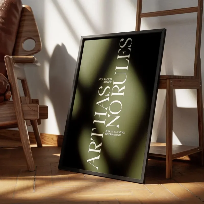 affiche avec les mots arthas no rules en grandes lettres blanc casse sur fond ve encadre.webp