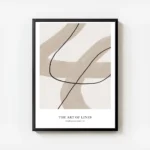 affiche avec lignes beiges epaisses et lignes noires fines sur fond clair avec l avec cadre.webp