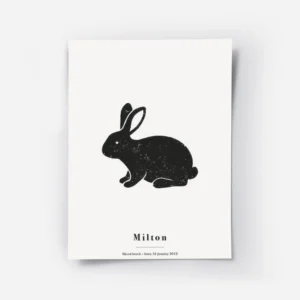 affiche avec lillustration dun lapin noir texture sur un fond gris clair avec du.webp