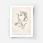 affiche avec lillustration dun visage de femme dessine a la main avec des traits.webp