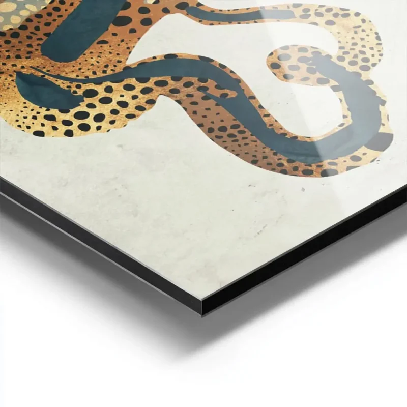 affiche avec lillustration dune pieuvre aux tentacules bleus et beiges parsemes aluminium.webp