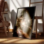 affiche avec mains tenant des cierges magiques typographie blanche merry bright encadre.webp