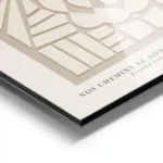 affiche avec motif abstrait beige sur fond gris et typographie galerie boheme aluminium.webp