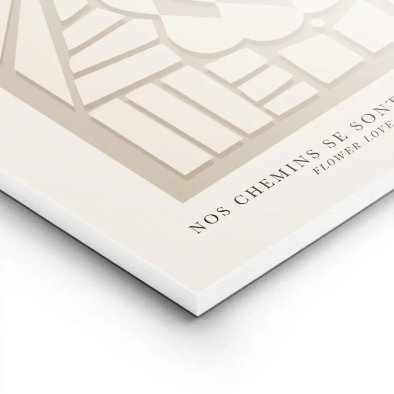 affiche avec motif abstrait beige sur fond gris et typographie galerie boheme lightpanel.webp