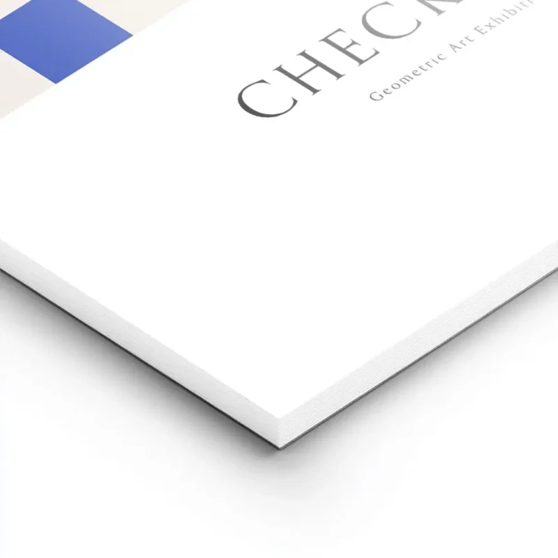 affiche avec motif de damier vert et bleu typographie the check era lightpanel.webp