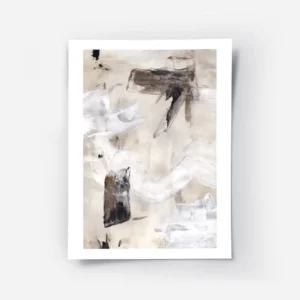 affiche avec peinture abstraite beige blanc et gris touches de noir et marron co.webp